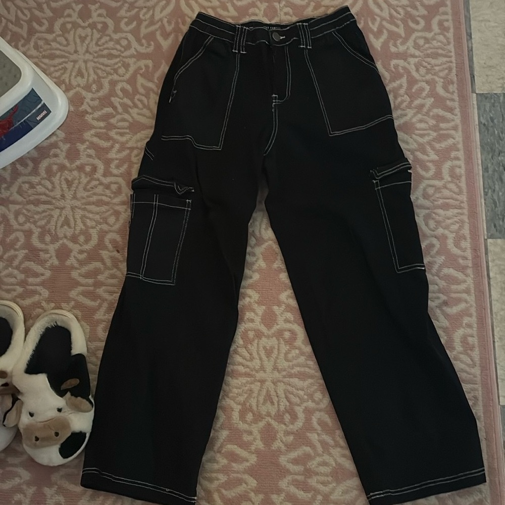 Black cargo straight leg